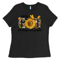 Black with god all things are possible Ladies Tee - texasbilliewilder