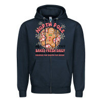 Navy north pole baked fresh daily Zipper Hoodie - MaliasSmallBusiness
