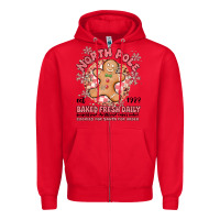 Red north pole baked fresh daily Zipper Hoodie - MaliasSmallBusiness