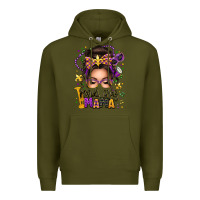 Army Green mardi gras mama messy bun Premium Hoodie - texasbilliewilder