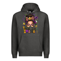 Charcoal Heather mardi gras mama messy bun Premium Hoodie - texasbilliewilder