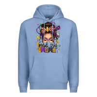 Colony Blue mardi gras mama messy bun Premium Hoodie - texasbilliewilder