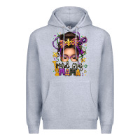 Heather Grey mardi gras mama messy bun Premium Hoodie - texasbilliewilder
