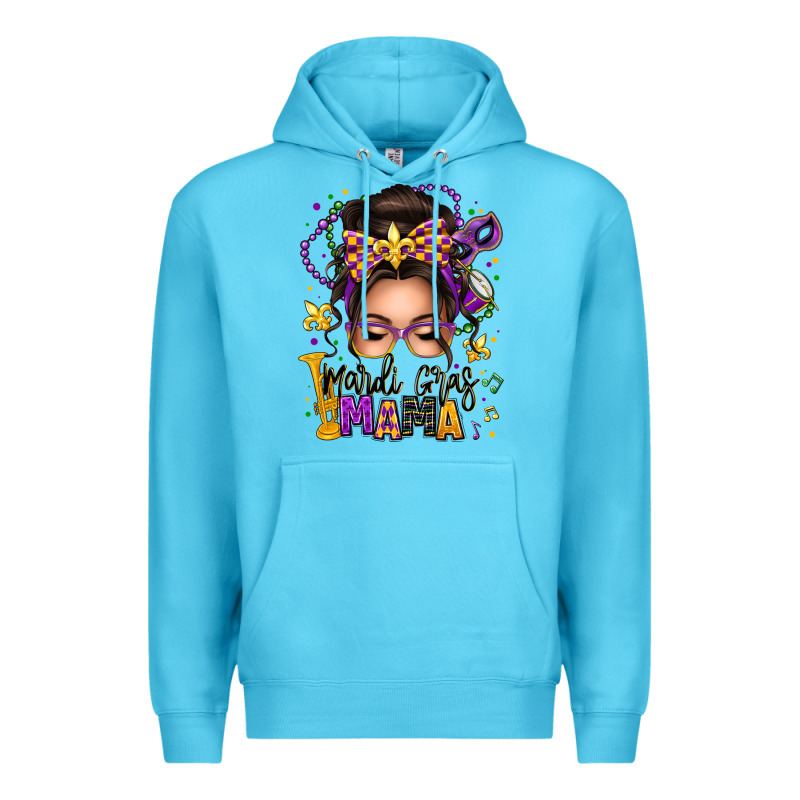 Mardi Gras Mama Messy Bun Premium Hoodie by texasbilliewilder | Teevron