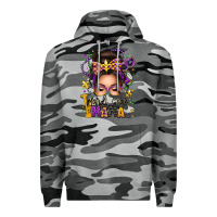 Slate Camo mardi gras mama messy bun Premium Hoodie - texasbilliewilder