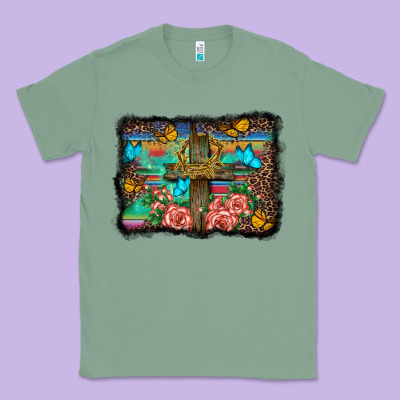 Wooden Cross Background Classic Tee Designed By Barkaloodesign
