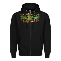 Black christmas dinosaurs Zipper Hoodie - MaliasSmallBusiness