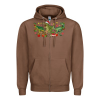 Chestnut christmas dinosaurs Zipper Hoodie - MaliasSmallBusiness