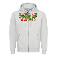 Dove Grey christmas dinosaurs Zipper Hoodie - MaliasSmallBusiness