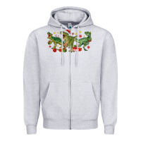 Heather Grey christmas dinosaurs Zipper Hoodie - MaliasSmallBusiness