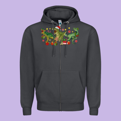 Christmas Dinosaurs Zipper Hoodie Designed By Maliassmallbusiness