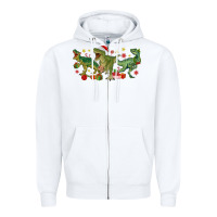White christmas dinosaurs Zipper Hoodie - MaliasSmallBusiness