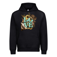 Black Love boots hat western Cowboy Urban Hoodie - HowdyJamesFarm