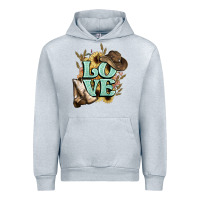 Heather Grey Love boots hat western Cowboy Urban Hoodie - HowdyJamesFarm