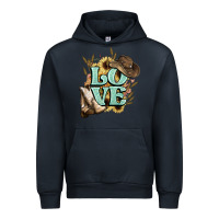 Navy Love boots hat western Cowboy Urban Hoodie - HowdyJamesFarm