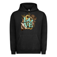 Pigment Black Love boots hat western Cowboy Urban Hoodie - HowdyJamesFarm