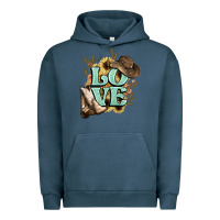 Pigment Midnight Navy Love boots hat western Cowboy Urban Hoodie - HowdyJamesFarm