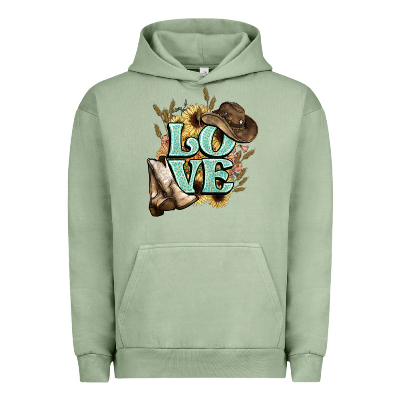 Love Boots Hat Western Cowboy Urban Hoodie by HowdyJamesFarm | Teevron