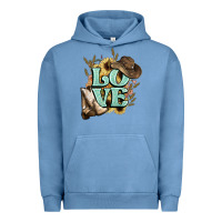 Pigment Pebble Blue Love boots hat western Cowboy Urban Hoodie - HowdyJamesFarm