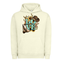 Pigment Pistachio Love boots hat western Cowboy Urban Hoodie - HowdyJamesFarm