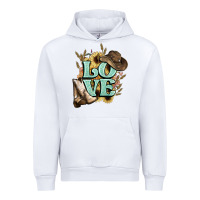 White Love boots hat western Cowboy Urban Hoodie - HowdyJamesFarm