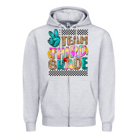 Heather Grey team third grade Zipper Hoodie - NancyCooperArtShop