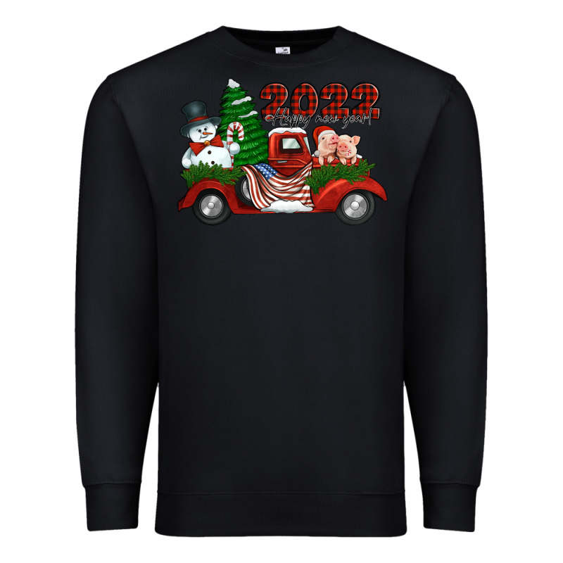 Happy New Year 2022 Christmas Truck With American Flag Premium Sweatshirt by Jasminsmagicworld | Teevron