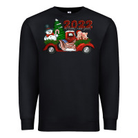 Black happy new year 2022 christmas truck with american flag Premium Sweatshirt - Jasminsmagicworld