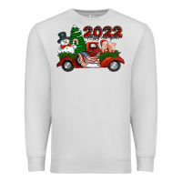 Dove Grey happy new year 2022 christmas truck with american flag Premium Sweatshirt - Jasminsmagicworld