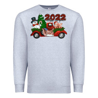 Heather Grey happy new year 2022 christmas truck with american flag Premium Sweatshirt - Jasminsmagicworld