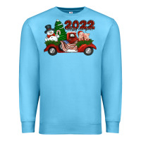 Ocean Blue happy new year 2022 christmas truck with american flag Premium Sweatshirt - Jasminsmagicworld