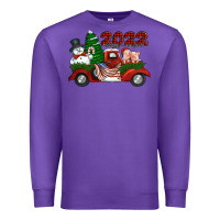 Purple happy new year 2022 christmas truck with american flag Premium Sweatshirt - Jasminsmagicworld