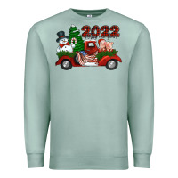 Seafoam happy new year 2022 christmas truck with american flag Premium Sweatshirt - Jasminsmagicworld