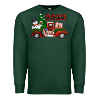 Sports Green happy new year 2022 christmas truck with american flag Premium Sweatshirt - Jasminsmagicworld