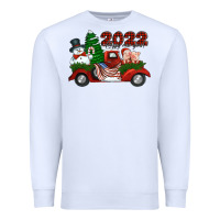White happy new year 2022 christmas truck with american flag Premium Sweatshirt - Jasminsmagicworld