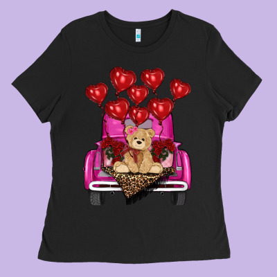 Ladies Tee Valentine's day tedybear truck