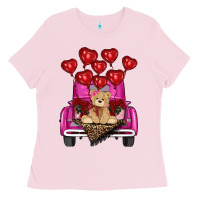 Bubblegum Pink Valentine's day tedybear truck Ladies Tee - RanaPortraitStore