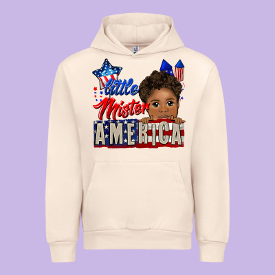 Little Mister America Black Boy Urban Hoodie Designed By Cowgirlartshop