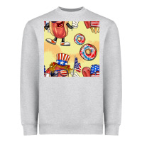 Heather Grey patriotic hotdog ice cream donat Heavyweight Sweatshirt - BundleAndBundleShop