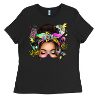 Black 90s messy bun Ladies Tee - texasbilliewilder