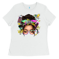 White 90s messy bun Ladies Tee - texasbilliewilder