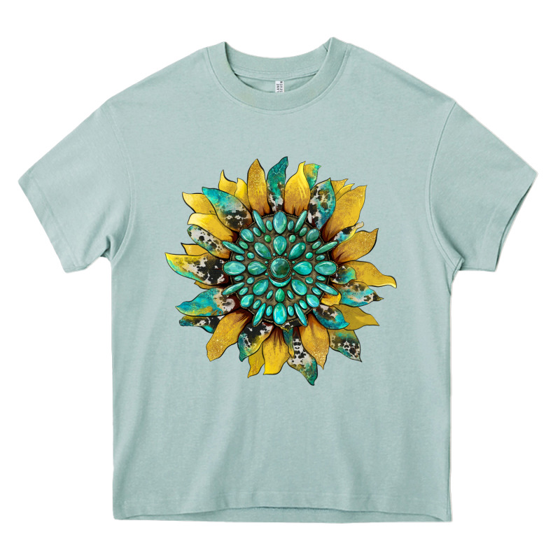 Sunflower With Gemstone And Cowhide Heavy Core Tee by Artiststas | Teevron