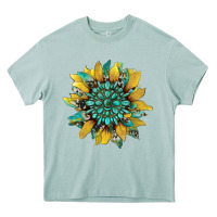 Arona sunflower with gemstone and cowhide Heavy Core Tee - Artiststas