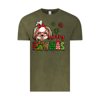 Vintage Olive merry pawmas christmas shih tzu Vintage Tee - Jasminsmagicworld