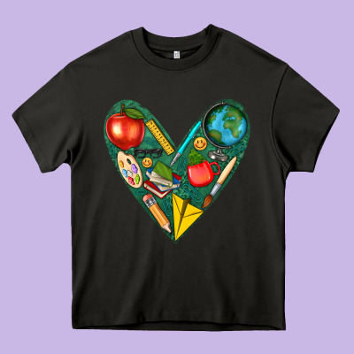 Teacher  Heart Heavy Core Tee Designed By Texasbilliewilder