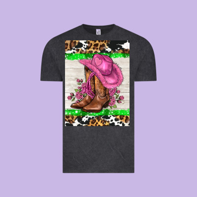 Cowgitl Hat And Roses Vintage Tee Designed By Adodesignshop