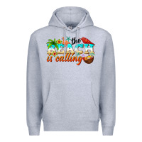 Heather Grey the beach is calling Premium Hoodie - NancyCooperArtShop