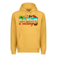 Mustard the beach is calling Premium Hoodie - NancyCooperArtShop
