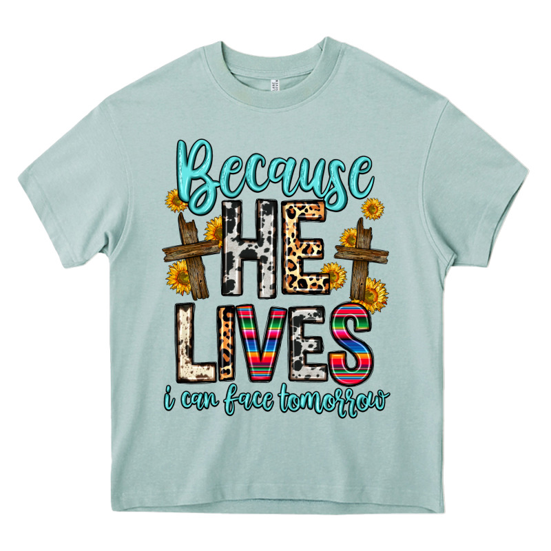 Because He Lives I Can Face Tomorrow Heavy Core Tee by Zillion Design Studio | Teevron