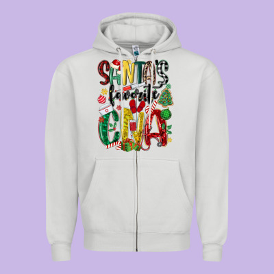 Santas Favorite Cna Nurse Zipper Hoodie Designed By Maliassmallbusiness